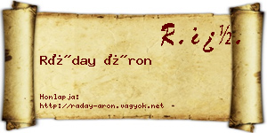 Ráday Áron névjegykártya