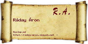Ráday Áron névjegykártya